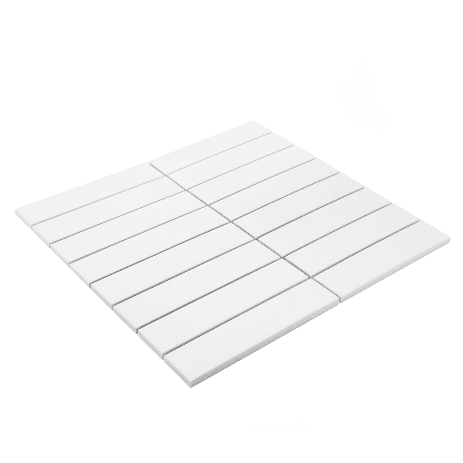 Gio White Glossy 1.25" X 6" Stacked Linear Porcelain Mosaic Tile-Porcelain Mosaic-American Tile Depot