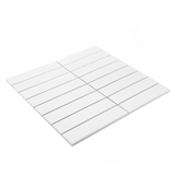 Gio White Glossy 1.25" X 6" Stacked Linear Porcelain Mosaic Tile