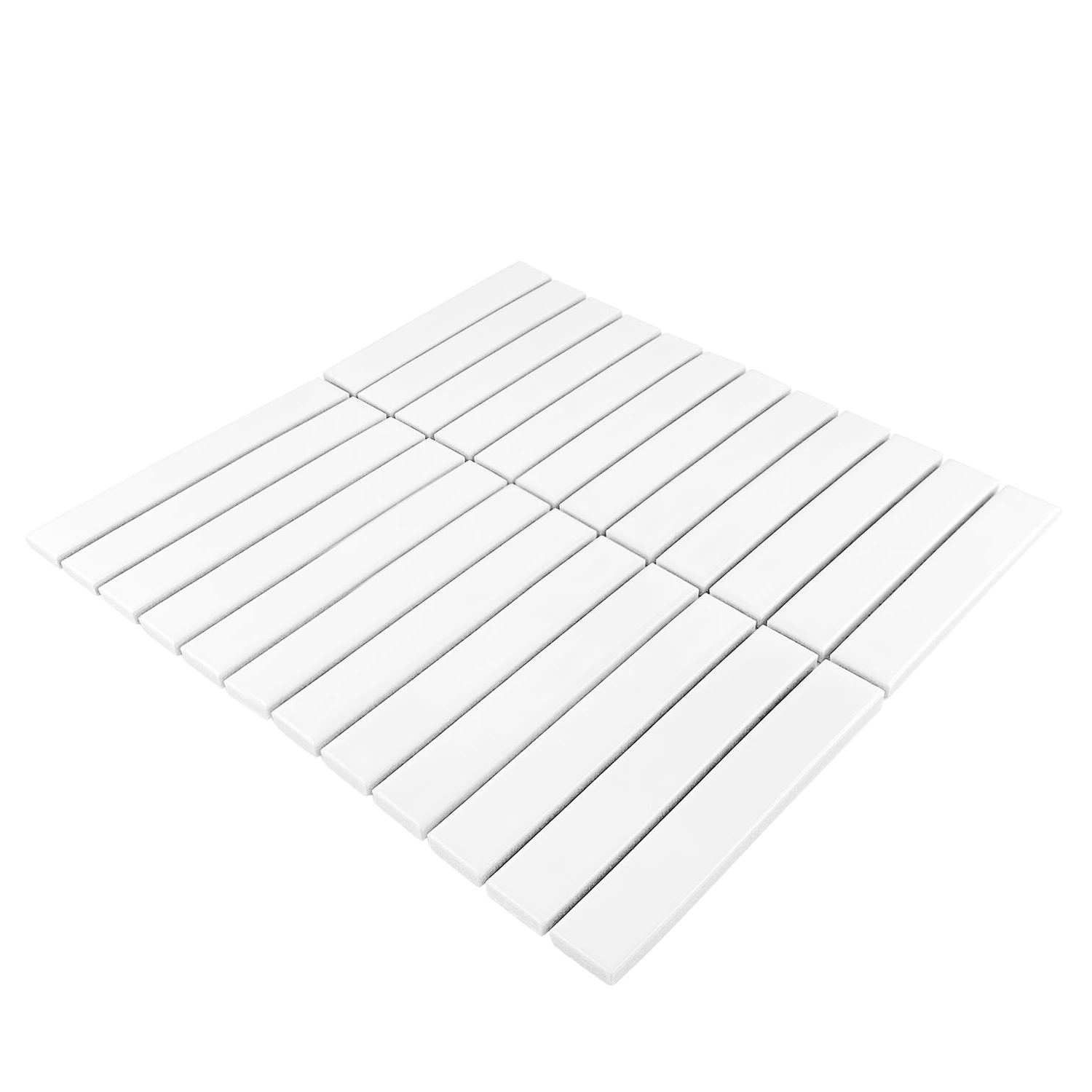 Gio White Matte 1" X 6" Stacked Linear Porcelain Mosaic Tile-Porcelain Mosaic-American Tile Depot