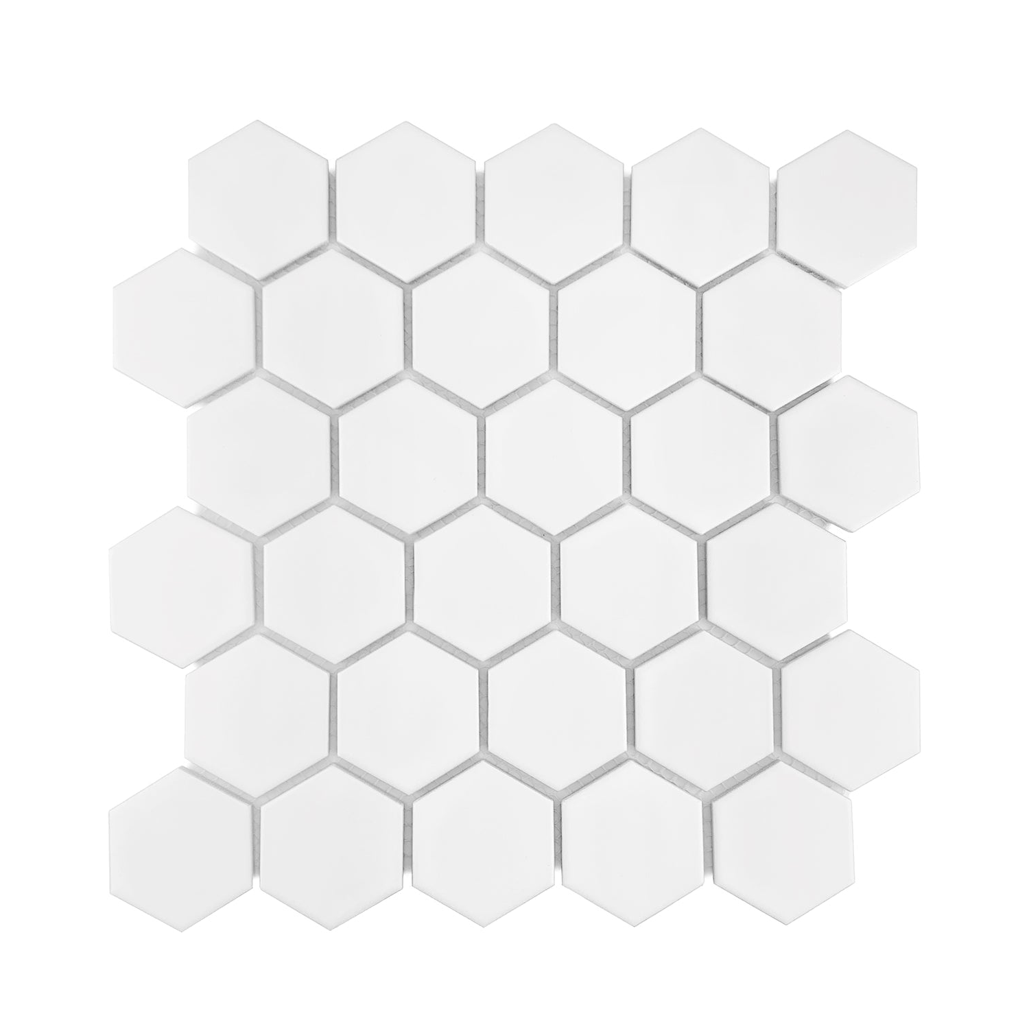 Gio White Matte 2" Hexagon Porcelain Mosaic Tile-Porcelain Mosaic-American Tile Depot