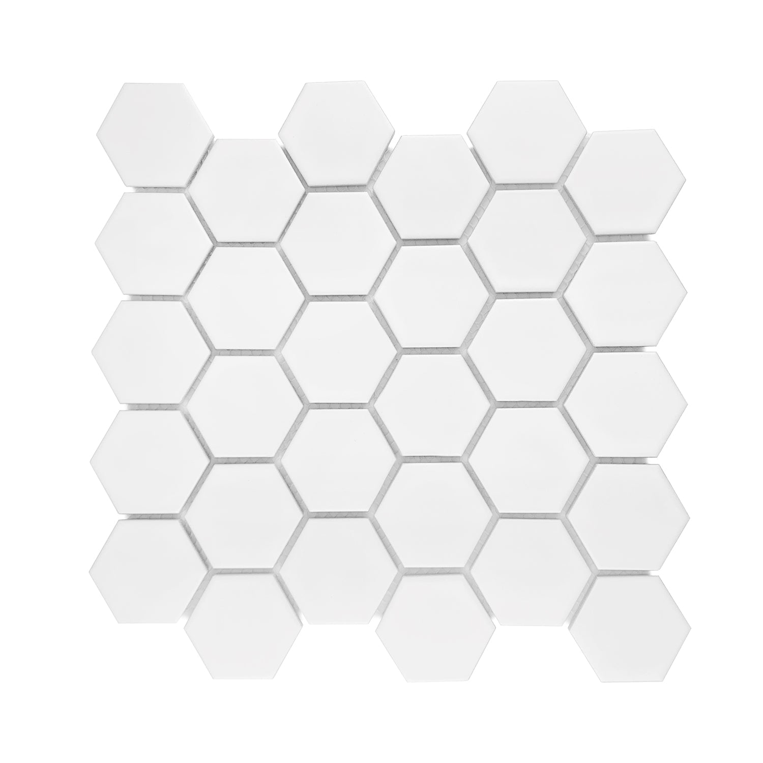 Gio White Matte 2" Hexagon Porcelain Mosaic Tile-Porcelain Mosaic-American Tile Depot