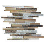 Gold & White Random Strip Mix Glass Mosaic Tile-Glass Mosaic-American Tile Depot