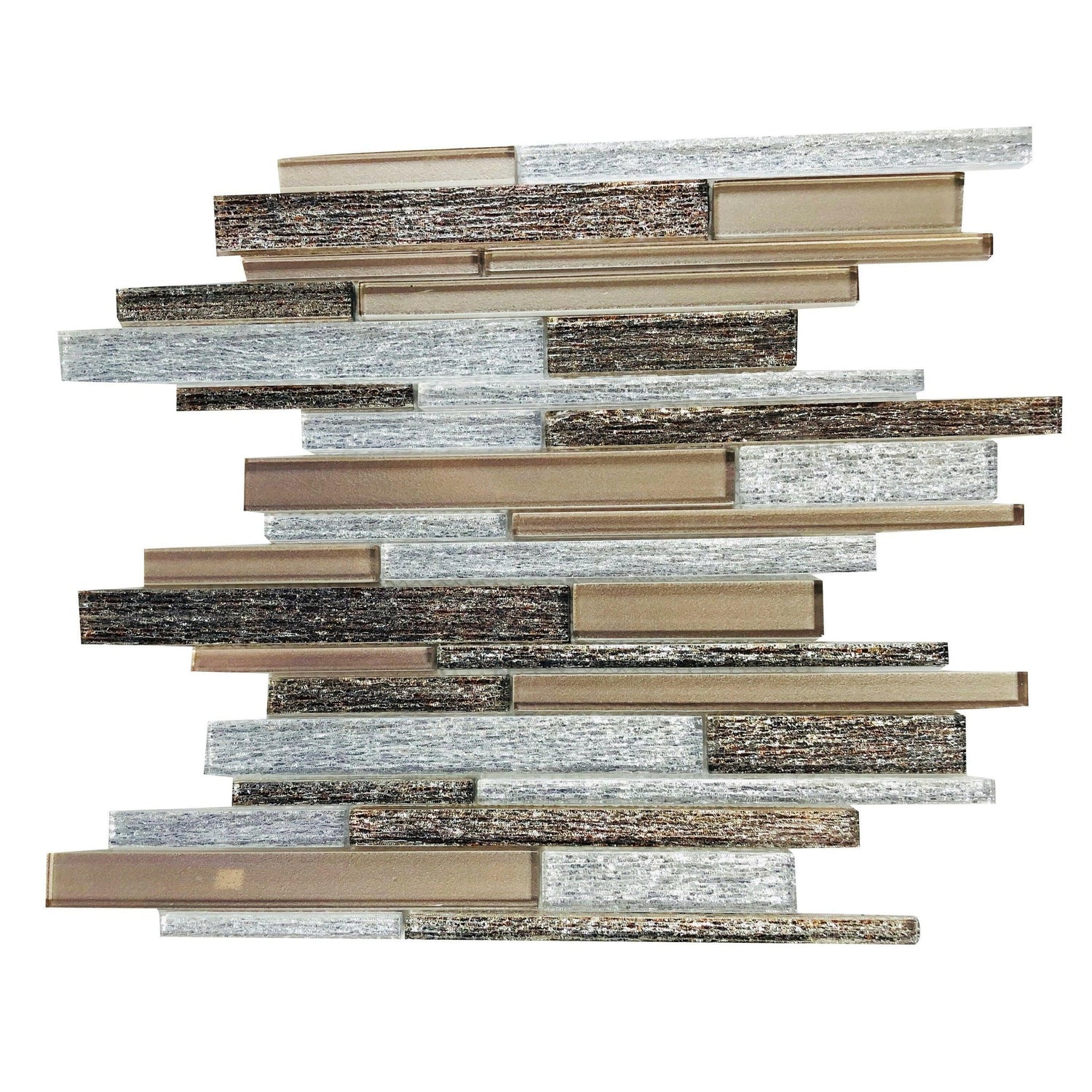 Gold & White Random Strip Mix Glass Mosaic Tile-Glass Mosaic-American Tile Depot