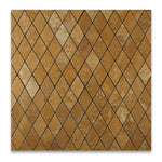 Gold / Yellow Travertine 2 X 4 Tumbled Diamond Mosaic Tile-Travertine Mosaic-American Tile Depot