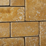 Gold / Yellow Travertine 3-Pieced Mini-Pattern Tumbled Mosaic Tile-Travertine Mosaic-American Tile Depot