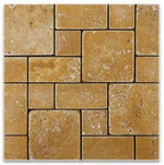 Gold / Yellow Travertine 3-Pieced Mini-Pattern Tumbled Mosaic Tile-Travertine Mosaic-American Tile Depot