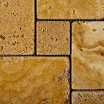 Gold / Yellow Travertine 4-Pieced OPUS Mini-Pattern Tumbled Mosaic Tile-Travertine Mosaic-American Tile Depot