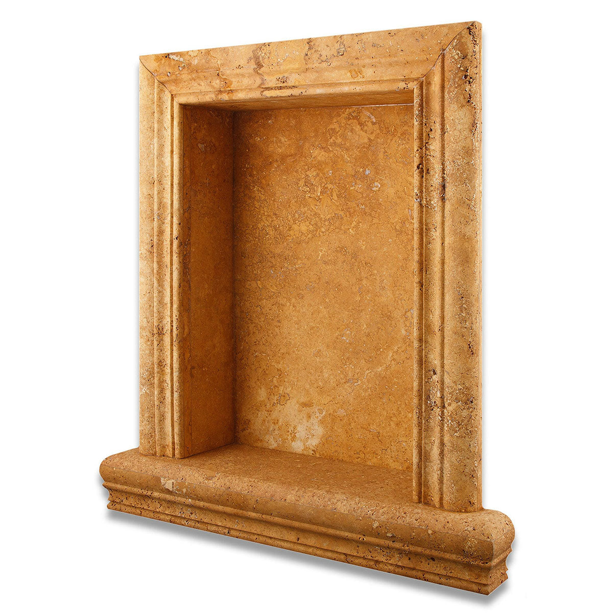 Gold / Yellow Travertine Hand-Made Custom Shampoo Niche / Shelf - LARGE - Honed