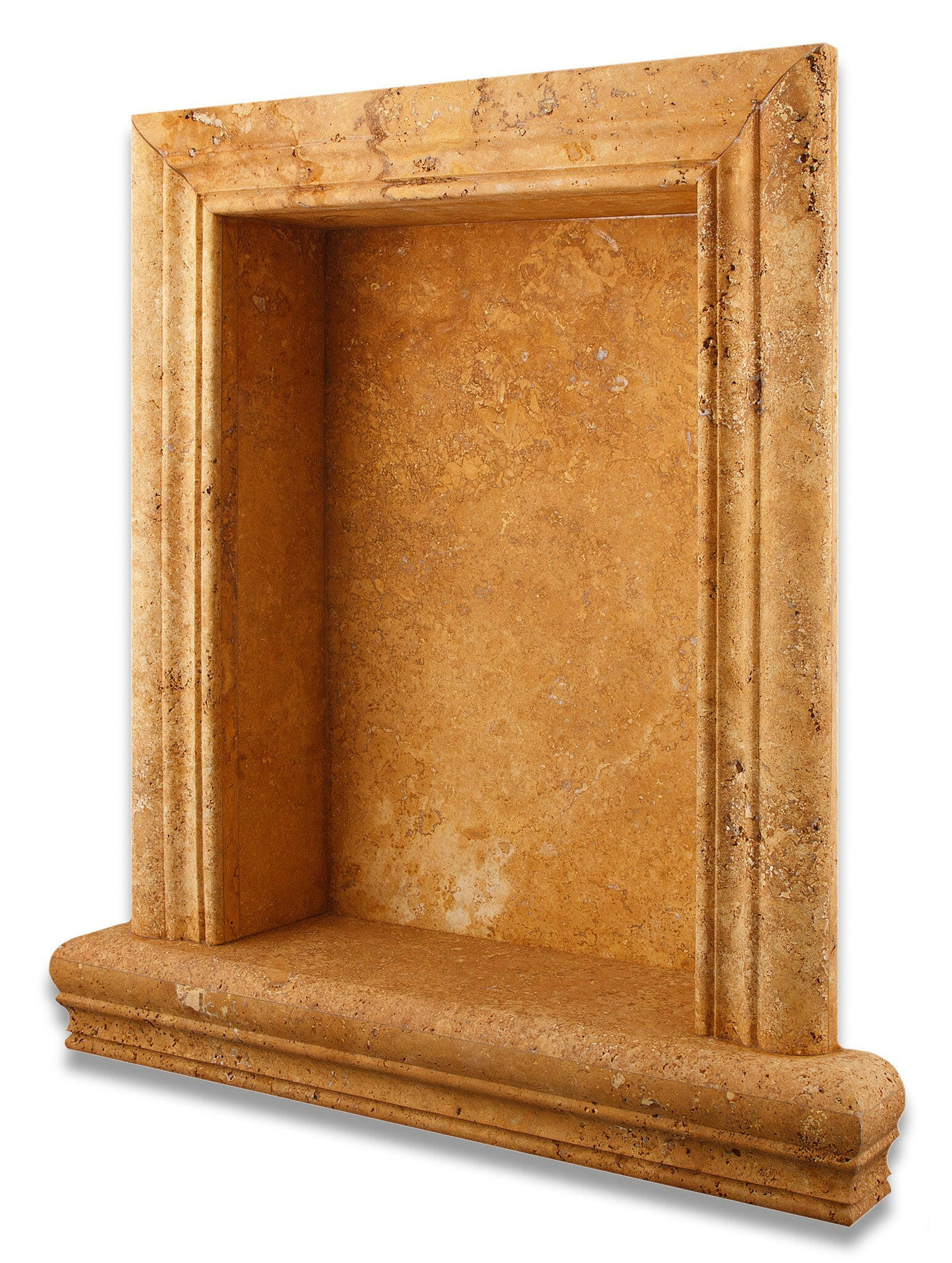 Gold / Yellow Travertine Hand-Made Custom Shampoo Niche / Shelf - LARGE - Honed