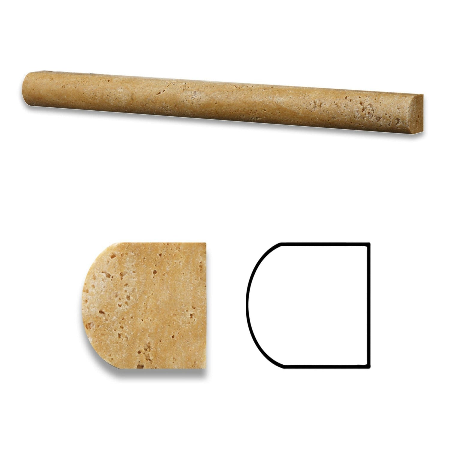 Gold / Yellow Travertine Honed 1 X 12 Dome Liner-Travertine Molding/Trim-American Tile Depot