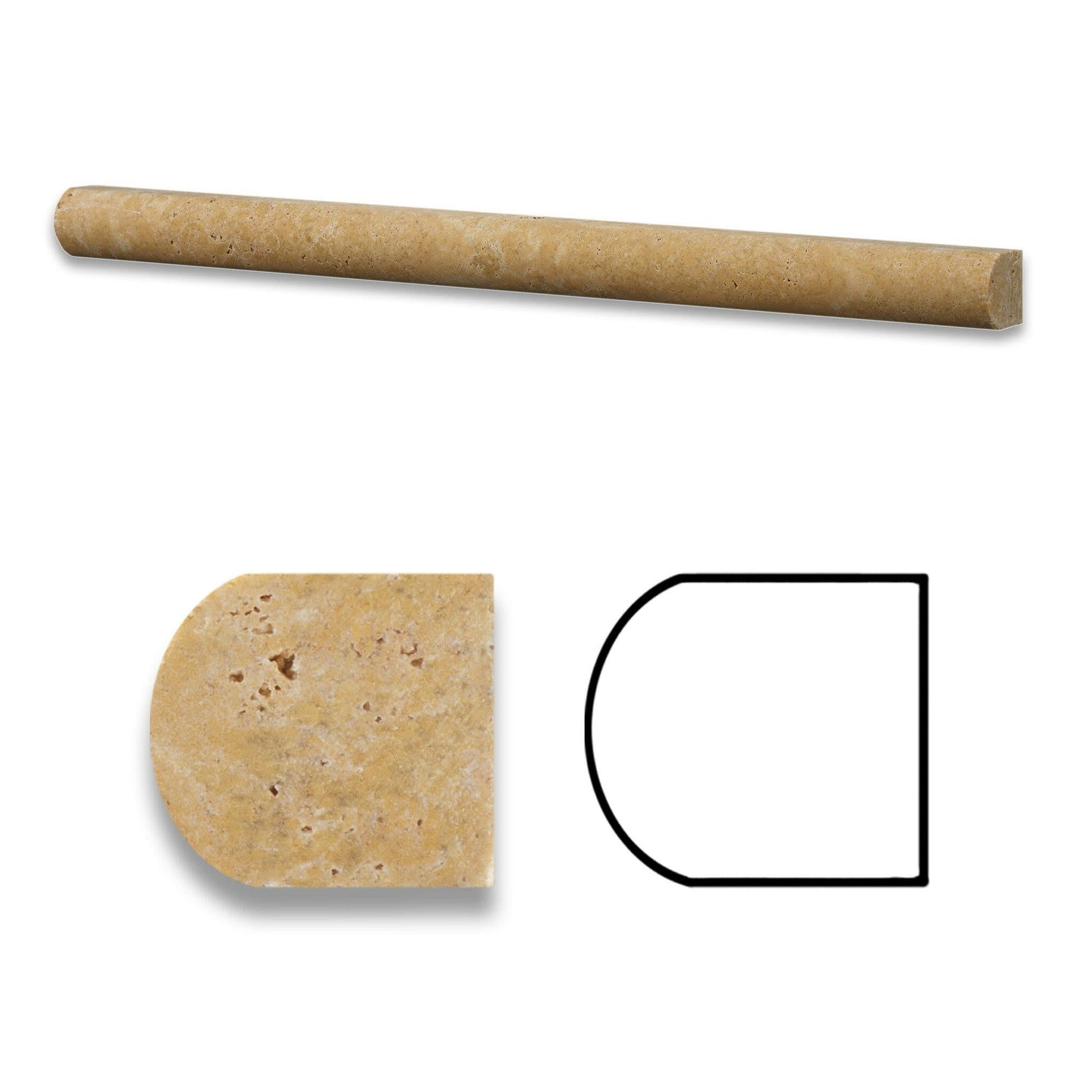 Gold / Yellow Travertine Honed 3/4 X 12 Bullnose Liner-Travertine Molding/Trim-American Tile Depot