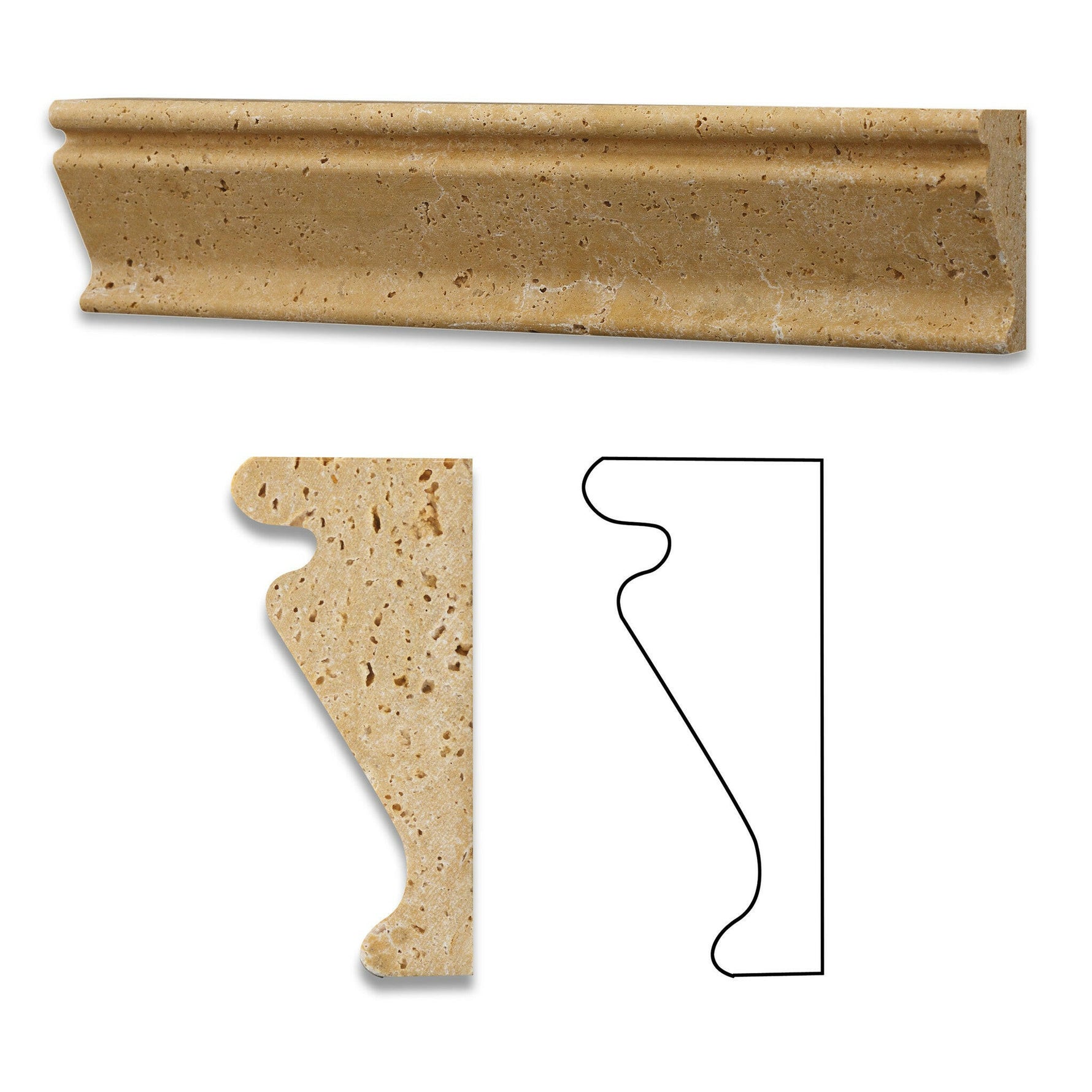 Gold / Yellow Travertine Honed Crown - Mercer Molding Trim-Travertine Molding/Trim-American Tile Depot