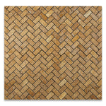 Gold / Yellow Travertine Tumbled 1 X 2 Herringbone Mosaic Tile-Travertine Mosaic-American Tile Depot