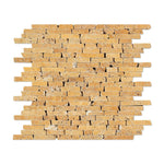 Gold / Yellow Travertine Tumbled Random Strip Mosaic Tile-Travertine Mosaic-American Tile Depot