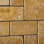 Gold / Yellow Travertine 3-Pieced Mini-Pattern Tumbled Mosaic Tile