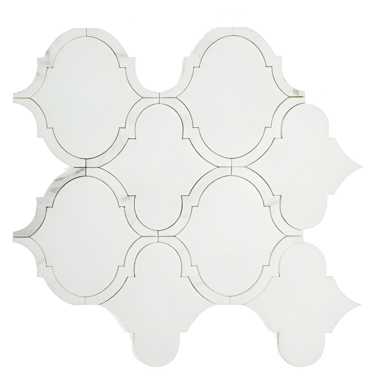 Grace Precious Bianco Arabesque Waterjet Mosaic Wall Tile-Marble Mosaic-American Tile Depot