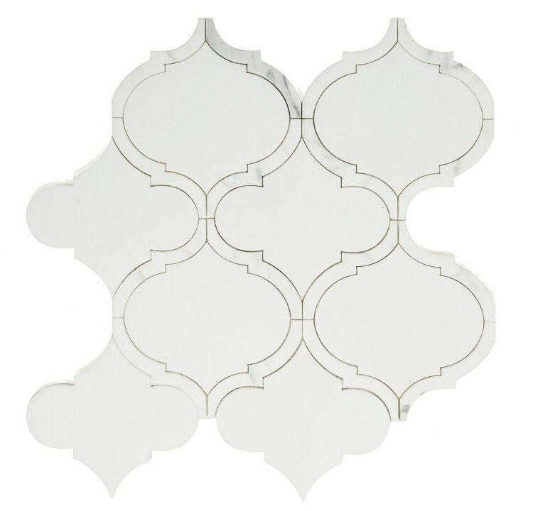 Grace Precious Bianco Arabesque Waterjet Mosaic Wall Tile-Marble Mosaic-American Tile Depot