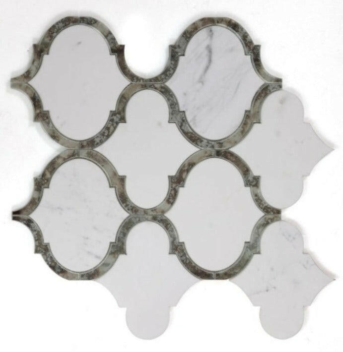 Grace Precious Mirror Arabesque Waterjet Mosaic Wall Tile-Mixed Mosaic-American Tile Depot