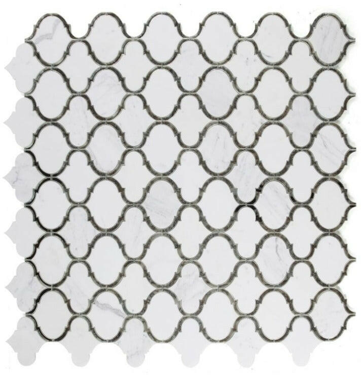 Grace Precious Mirror Arabesque Waterjet Mosaic Wall Tile-Mixed Mosaic-American Tile Depot