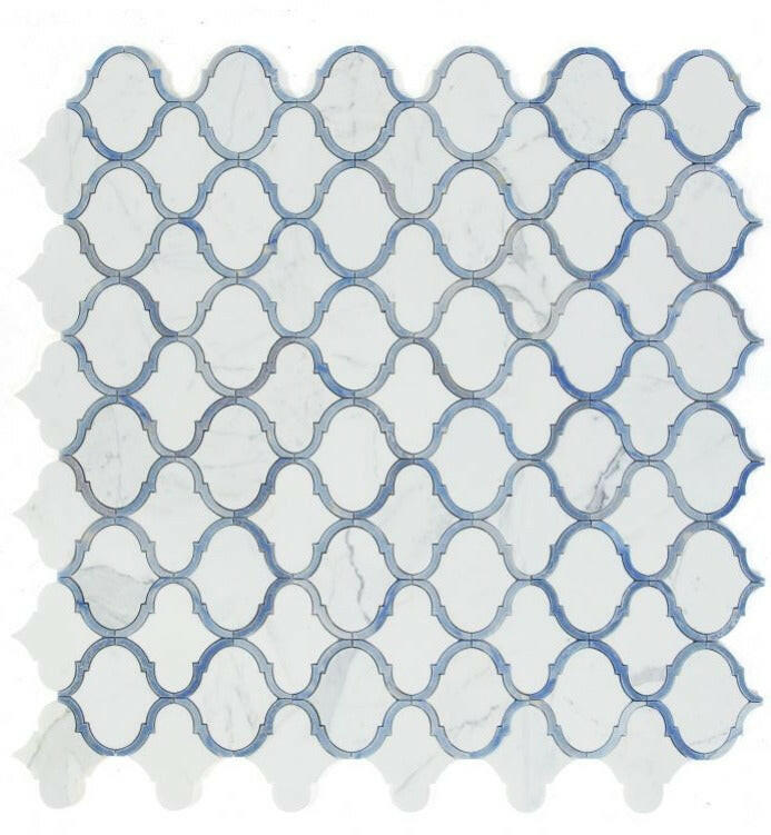 Grace Royal Sapphire Arabesque Waterjet Mosaic Wall Tile-Mixed Mosaic-American Tile Depot