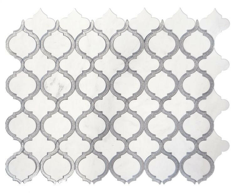 Grace Silver White Arabesque Waterjet Mosaic Wall Tile-Mixed Mosaic-American Tile Depot