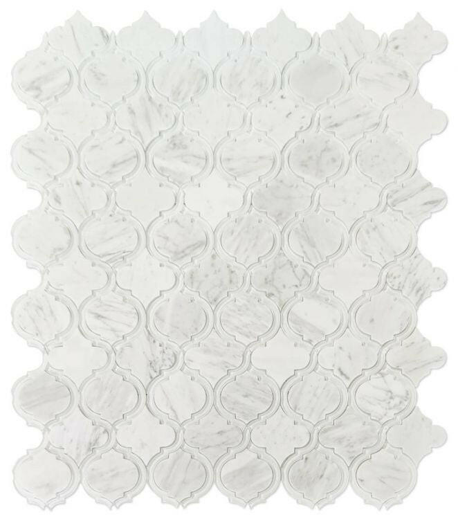 Grace White Arabesque Waterjet Mosaic Wall Tile-Mixed Mosaic-American Tile Depot