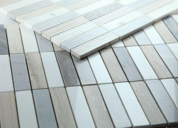 Groove Blue Polished Linear Marble Mosaic Tile-Marble Mosaic-American Tile Depot