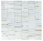 Groove Calacatta Long Polished Linear Marble Mosaic Tile-Marble Mosaic-American Tile Depot