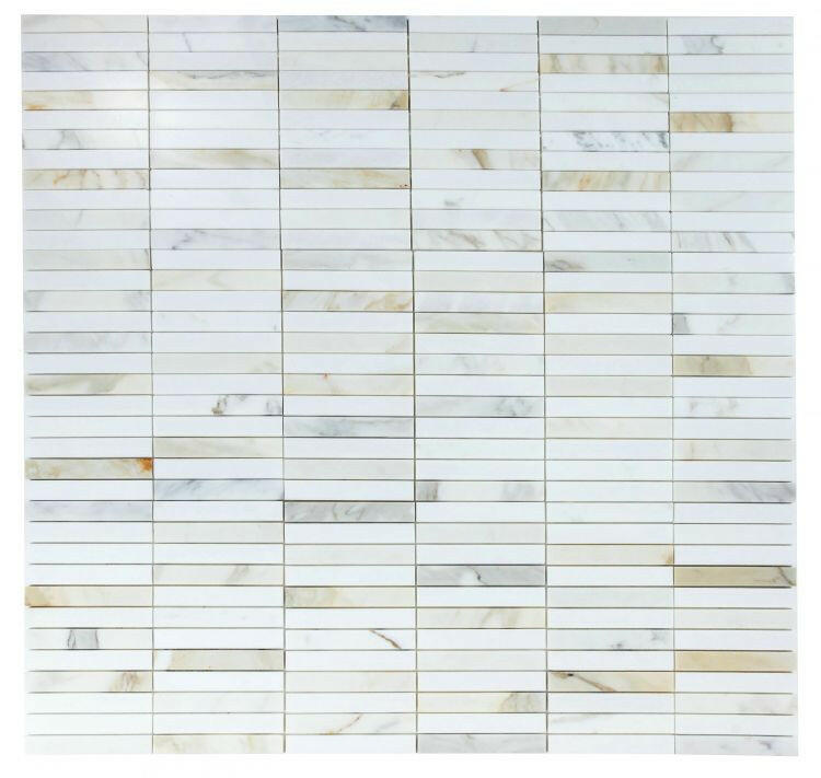 Groove Calacatta Long Polished Linear Marble Mosaic Tile-Marble Mosaic-American Tile Depot