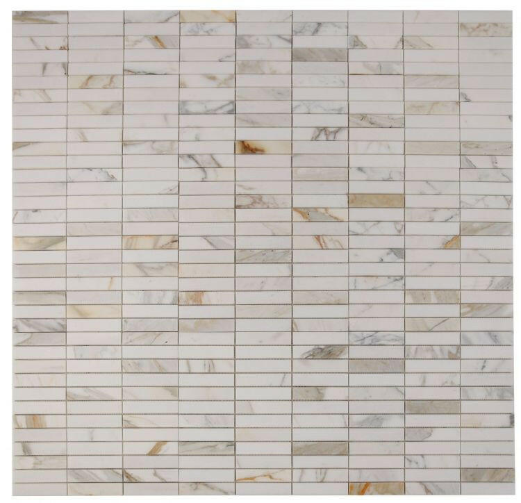 Groove Calacatta Polished Linear Marble Mosaic Tile-Marble Mosaic-American Tile Depot