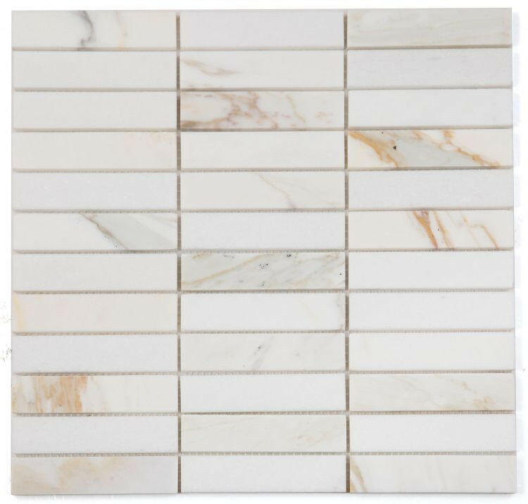 Groove Calacatta Polished Linear Marble Mosaic Tile-Marble Mosaic-American Tile Depot