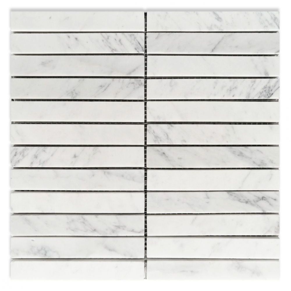 Groove Carrara Honed Linear Marble Mosaic Tile-Marble Mosaic-American Tile Depot