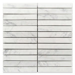 Groove Carrara Honed Linear Marble Mosaic Tile-Marble Mosaic-American Tile Depot