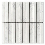 Groove Carrara Honed Linear Marble Mosaic Tile-Marble Mosaic-American Tile Depot