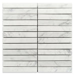 Groove Carrara Honed Linear Marble Mosaic Tile-Marble Mosaic-American Tile Depot