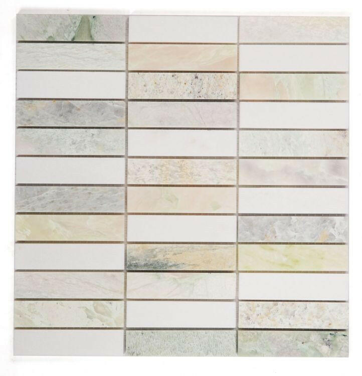 Groove Green Polished Linear Marble Mosaic Tile-Marble Mosaic-American Tile Depot