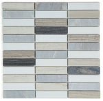 Groove Blue Polished Linear Marble Mosaic Tile-Marble Mosaic-American Tile Depot