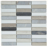 Groove Blue Polished Linear Marble Mosaic Tile