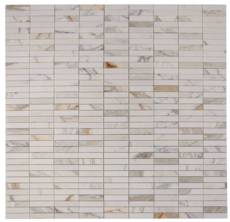 Groove Calacatta Polished Linear Marble Mosaic Tile-Marble Mosaic-American Tile Depot