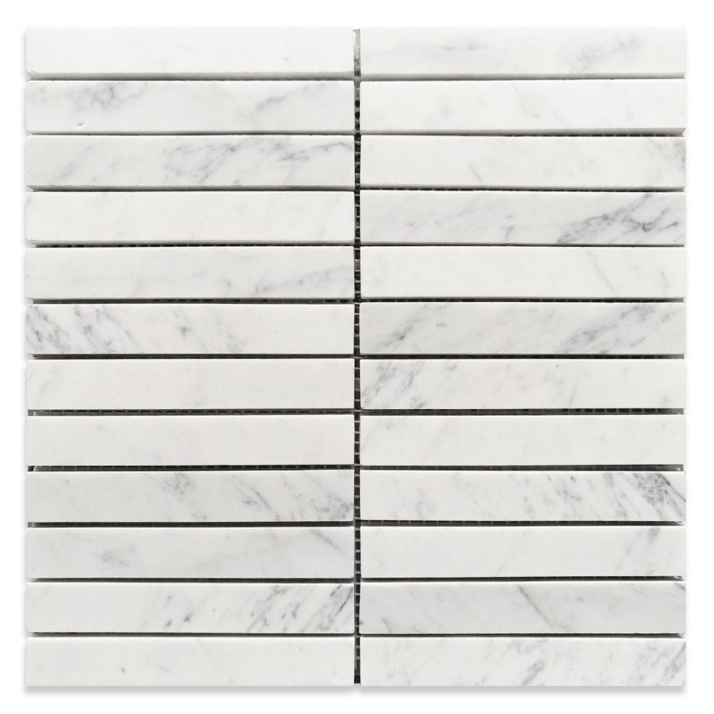 Sample of Groove Carrara Honed Linear Marble Mosaic Tile-Sample-American Tile Depot