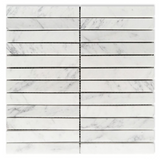 Groove Carrara Honed Linear Marble Mosaic Tile-Marble Mosaic-American Tile Depot