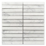 Groove Carrara Honed Linear Marble Mosaic Tile-Marble Mosaic-American Tile Depot