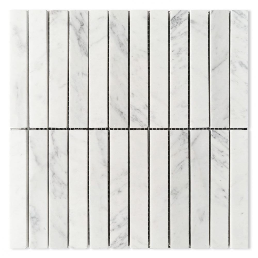 Groove Carrara Honed Linear Marble Mosaic Tile-Marble Mosaic-American Tile Depot