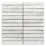 Groove Carrara Honed Linear Marble Mosaic Tile