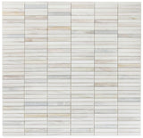 Sample of Groove Eura Wood Honed Linear Marble Mosaic Tile-Sample-American Tile Depot