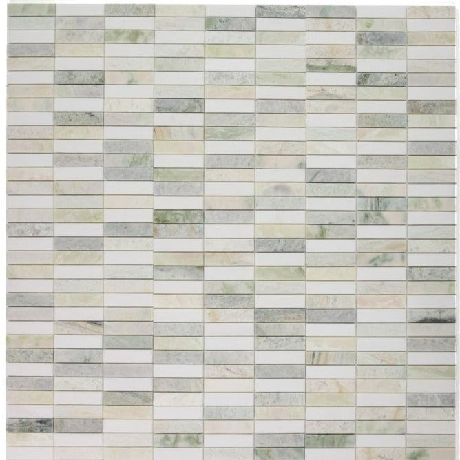 Groove Green Polished Linear Marble Mosaic Tile-Marble Mosaic-American Tile Depot