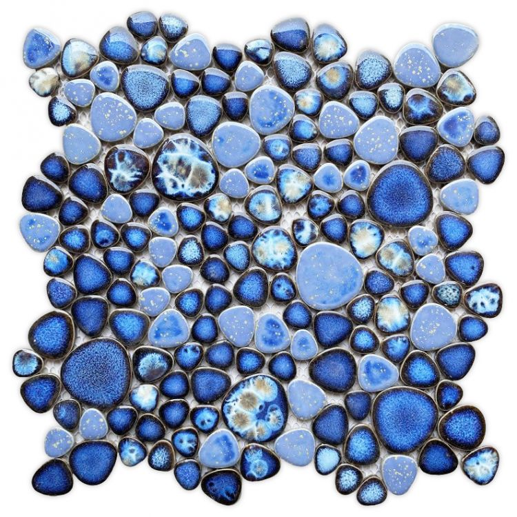 Venus Night Azure Pebble Porcelain Mosaic Tile-Porcelain Mosaic-American Tile Depot