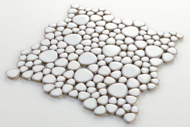 Venus Noon Fancy White Pebble Porcelain Mosaic Tile-Porcelain Mosaic-American Tile Depot