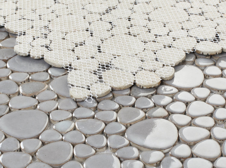 Venus Noon Grey Pebble Porcelain Mosaic Tile-Porcelain Mosaic-American Tile Depot