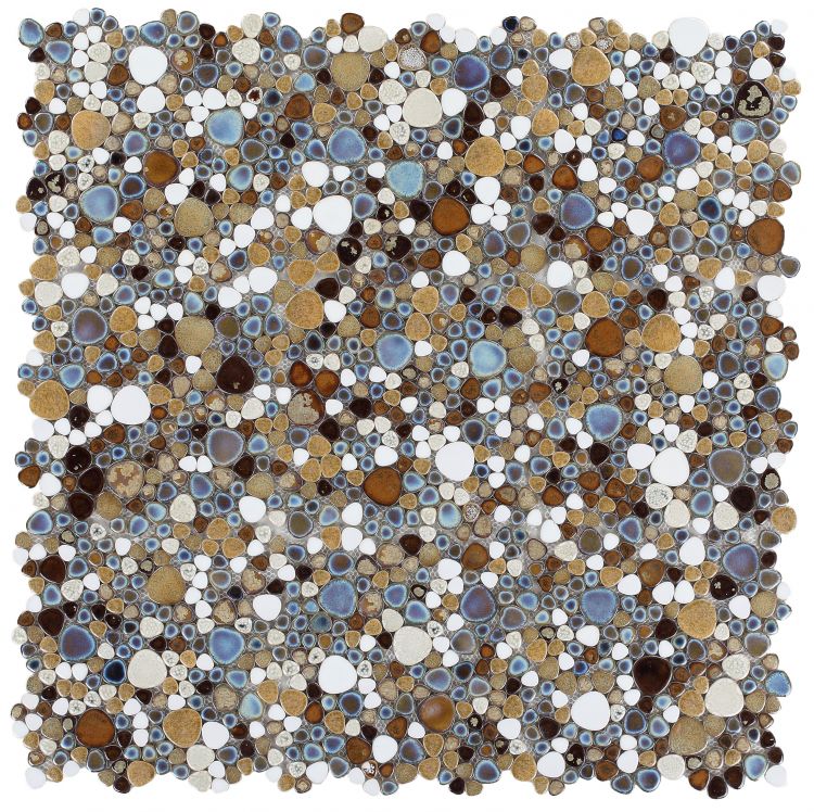 Venus Night Mango Pebble Porcelain Mosaic Tile-Porcelain Mosaic-American Tile Depot